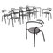 Italienische moderne Stühle aus schwarzem Metall & grauem Stoff mit runden Sitzen, 1980er, 10 . Set 1