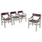 Italian Modern Brown Leather Chairs with Chromed Steel Structure, 1970s, Set of 4 1