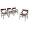 Italian Modern Brown Leather Chairs with Chromed Steel Structure, 1970s, Set of 4, Image 1
