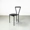 Italian Modern Chairs in Black Metal Leather and Rubber, 1980s, Set of 3 4