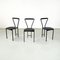 Italian Modern Chairs in Black Metal Leather and Rubber, 1980s, Set of 3 2
