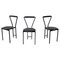 Italian Modern Chairs in Black Metal Leather and Rubber, 1980s, Set of 3 1