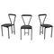 Italian Modern Chairs in Black Metal Leather and Rubber, 1980s, Set of 3, Image 1