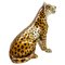 Glasierte handbemalte Leopardenskulptur aus Keramik, 1950er 1