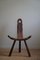 Antique French Wabi Sabi Style Carved Wood Tripod Chair, 1900s, Image 4