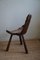 Antique French Wabi Sabi Style Carved Wood Tripod Chair, 1900s 5