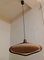Lampada da soffitto Mid-Century con struttura in teak e paralume in plastica rivestito in sisal di Temde, anni '60, Immagine 4