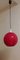 Ceiling Lamp with Spherical Red Glass Shade, 1970s 2