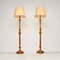 Lampadaires Style Vintage en Bois Doré, France, 1950, Set de 2 1