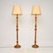 Lámparas de pie estilo francés vintage de madera dorada, 1950. Juego de 2, Imagen 2