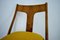 Vintage Walnut and Yellow Fabric Chairs attributed to Mier, Czech, 1960s, Set of 4 7