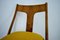 Vintage Walnut and Yellow Fabric Chairs attributed to Mier, Czech, 1960s, Set of 4, Image 7