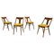 Vintage Walnut and Yellow Fabric Chairs attributed to Mier, Czech, 1960s, Set of 4, Image 1