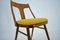 Vintage Walnut and Yellow Fabric Chairs attributed to Mier, Czech, 1960s, Set of 4, Image 16