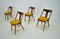 Sedie vintage in legno di noce e tessuto giallo attribuite a Mier, Repubblica Ceca, anni '60, set di 4, Immagine 2