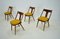 Vintage Walnut and Yellow Fabric Chairs attributed to Mier, Czech, 1960s, Set of 4, Image 2