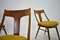 Vintage Walnut and Yellow Fabric Chairs attributed to Mier, Czech, 1960s, Set of 4 15