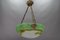 Lámpara colgante francesa Art Déco de vidrio verde de Muller Frères Luneville, años 20, Imagen 7