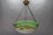 French Art Deco Green Glass Pendant Light by Muller Frères Luneville, 1920s 2