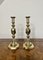 Large Victorian Brass Queen of Diamonds Candlesticks, 1890, Set of 2, Image 1