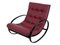 Rocking Chair Mid-Century en Tube d'Acier Noir avec Rembourrage en Cuir Rouge 1