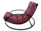 Rocking Chair Mid-Century en Tube d'Acier Noir avec Rembourrage en Cuir Rouge 4