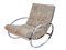 Mid-Century Modern Chrome Steel Tube Rocking Chair with Croco-Style Upholstery 1