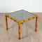 Bamboo Wooden Auxiliary Table in Cannage and Square Glass, 1970s 3