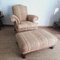 20th Century Large Victorian Club Armchair and Ottoman, Set of 2, Image 4