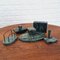 Art Deco Desk Set in Green Marble, Italy, 1930s, Set of 6 4