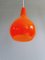 Lámpara de suspensión escandinava en naranja opalino, años 60, Imagen 7