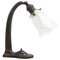 Vintage French Art Deco Cast Iron and Frosted Glass Table or Desk Light, 1920s, Image 1