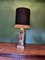 Pilgrim Wood Sculpture Lamp with Black Cylindrical Lampshade in Linen from Houlès, Image 5