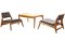 Chaises de Chasse avec Table par Heinz Heger pour PGH Erzgebirgisches Kunsthandwerk Annaberg Buchholz, ex RDA, 1960s, Set de 3 1