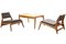 Hunting Chairs with Table by Heinz Heger for PGH Erzgebirgisches Kunsthandwerk Annaberg Buchholz, former GDR, 1960s, Set of 3 1