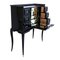 Art Deco Black Lacquer Secretaire with Etched Mirror, Image 4