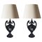 French Table Lamps in Black Wood, 20th Century, Set of 2 1