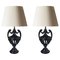 French Table Lamps in Black Wood, 20th Century, Set of 2, Image 1