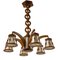 French Beech Chandelier with Wooden Chain, 1940s 4