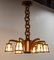 French Beech Chandelier with Wooden Chain, 1940s 2