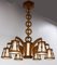 Lámpara de araña francesa de haya con cadena de madera, años 40, Imagen 13