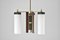 Stilnovo zugeschriebene 3-Leuchten Hängelampe aus Glas & Holz, 1960er 3