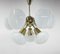 Brass and Opaline Glass Sputnik Chandelier attributed to Kamenicky Senov, 1970s 1