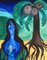 Amor De Agua, La mujer y el niño en las raíces del árbol, 2020, Aceite, Imagen 4