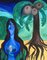 Amor De Agua, La mujer y el niño en las raíces del árbol, 2020, Aceite, Imagen 1