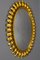 Mid-Century Gilt Metal Oval Sunburst Wall Mirror, 1950s 2