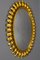 Specchio da parete ovale Mid-Century in metallo dorato, anni '50, Immagine 2
