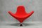 Vintage Italian Lounge Chair in Red Fabric 1