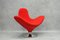 Italienischer Vintage Sessel aus Rotem Stoff 2