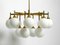 Large Space Age Brass Ceiling Lamp with 12 White Glass Balls from Kaiser, 1960s 19